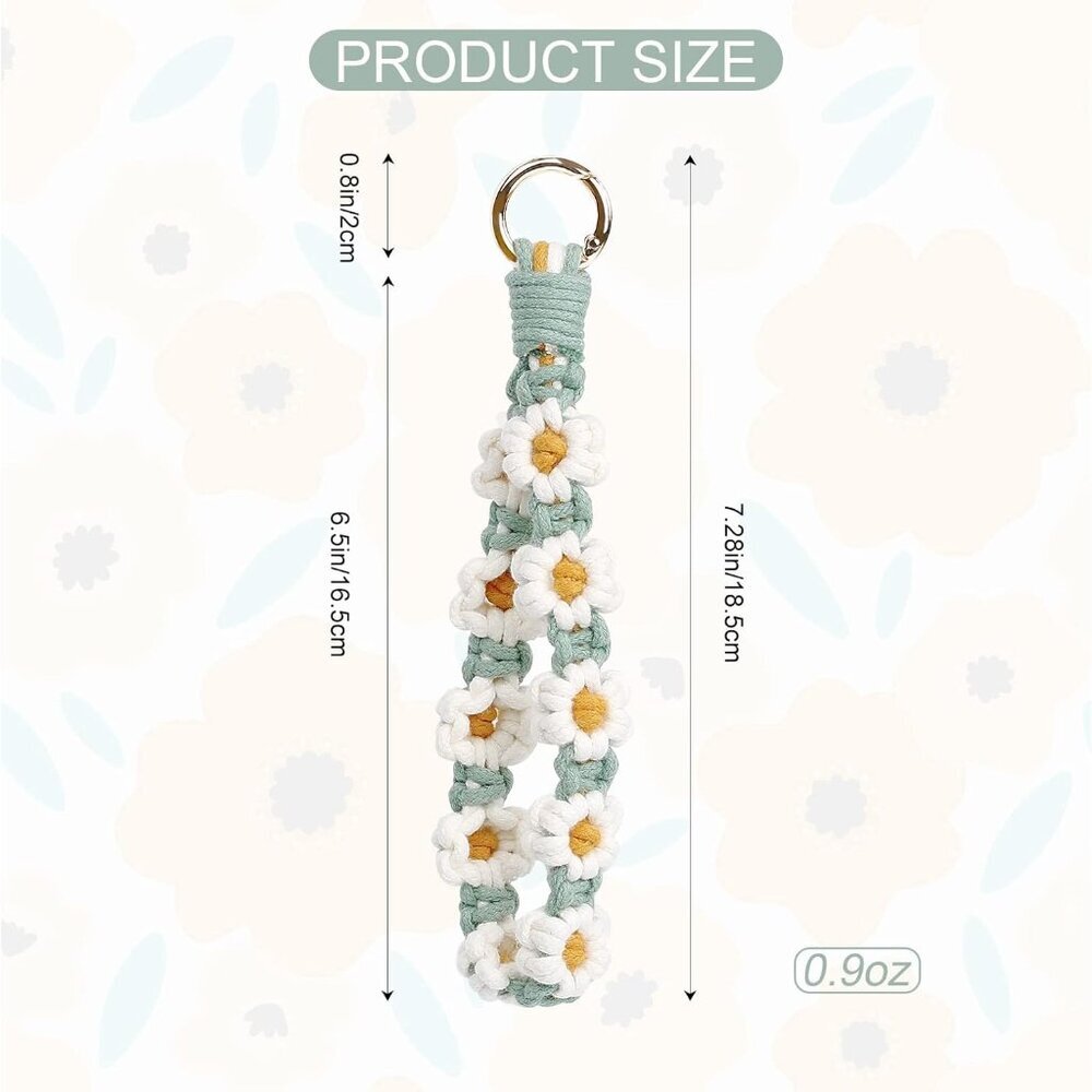 Boho Macrame Keychain Wristlet Keychain Weave Exq… - image 3